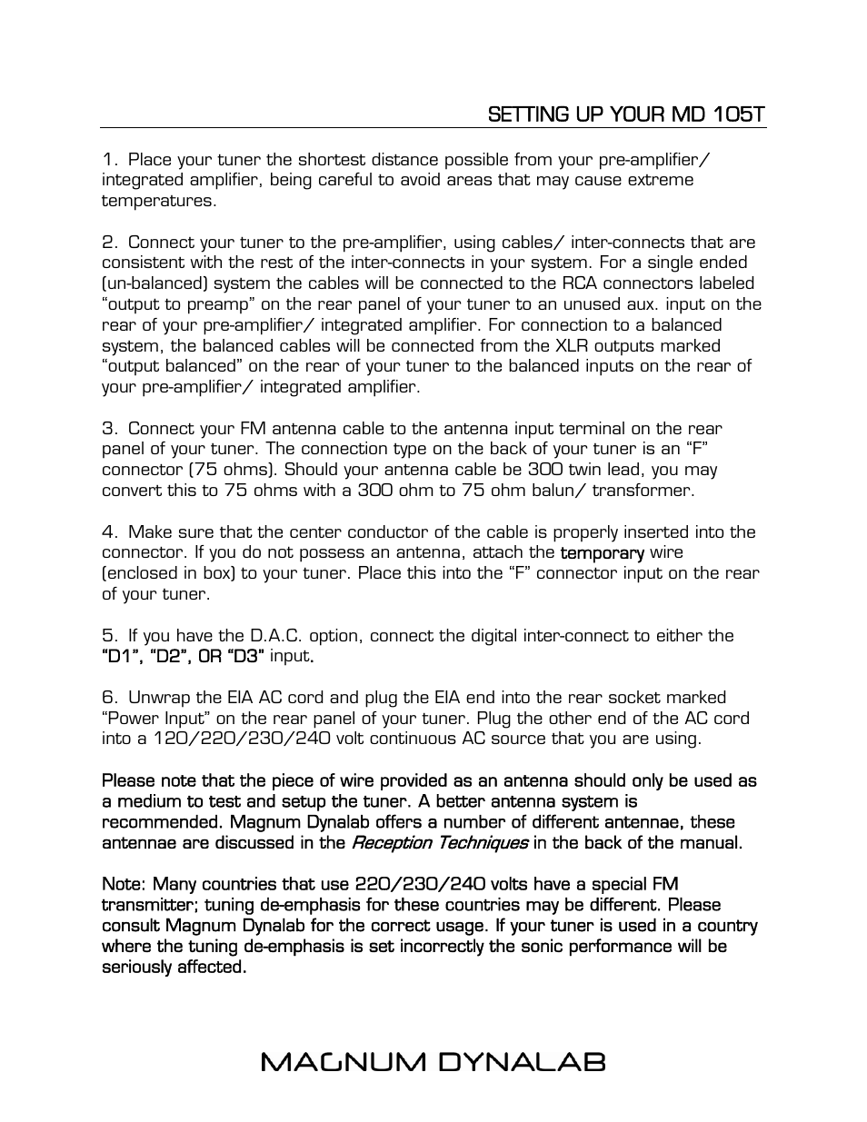 Magnum Dynalab MD-105T User Manual | Page 5 / 17