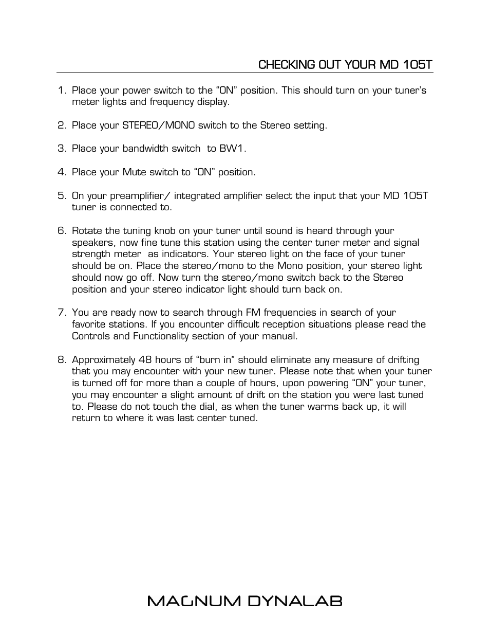 Magnum Dynalab MD-105T User Manual | Page 8 / 17