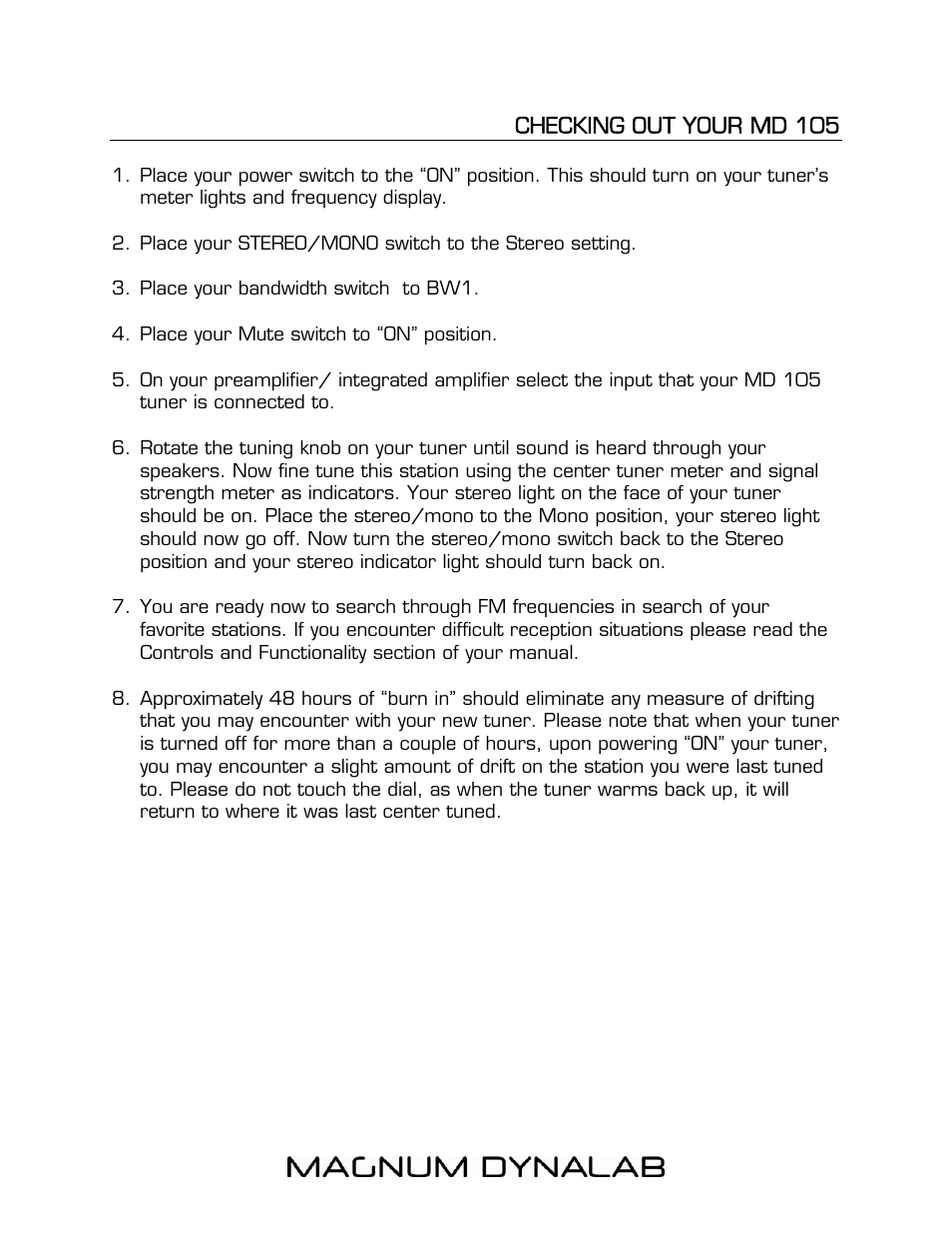 Magnum Dynalab MD-105 User Manual | Page 8 / 17