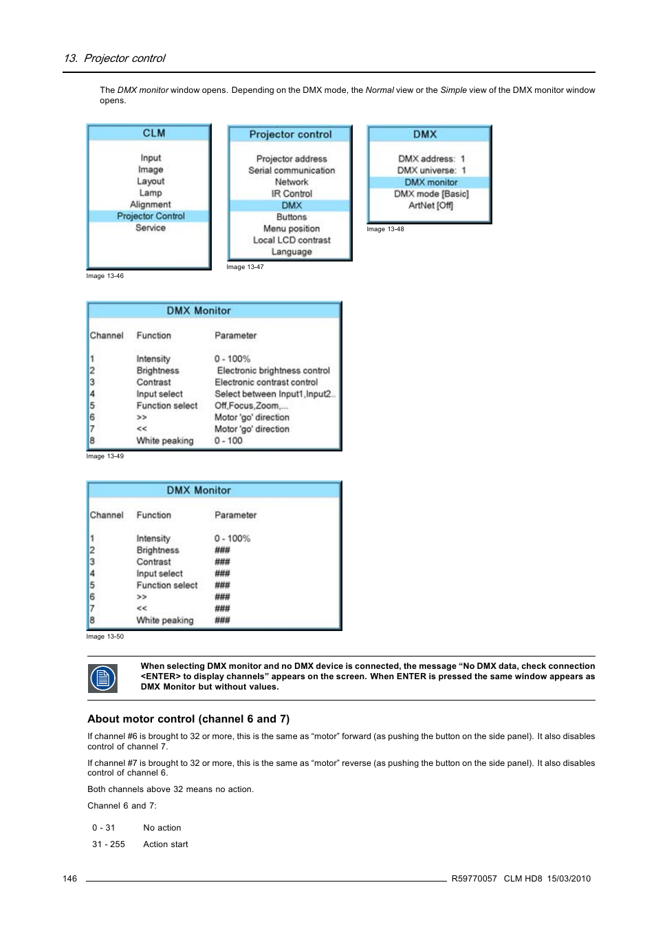 Projector control | Barco CLM HD8 R9050130 User Manual | Page 150 / 231