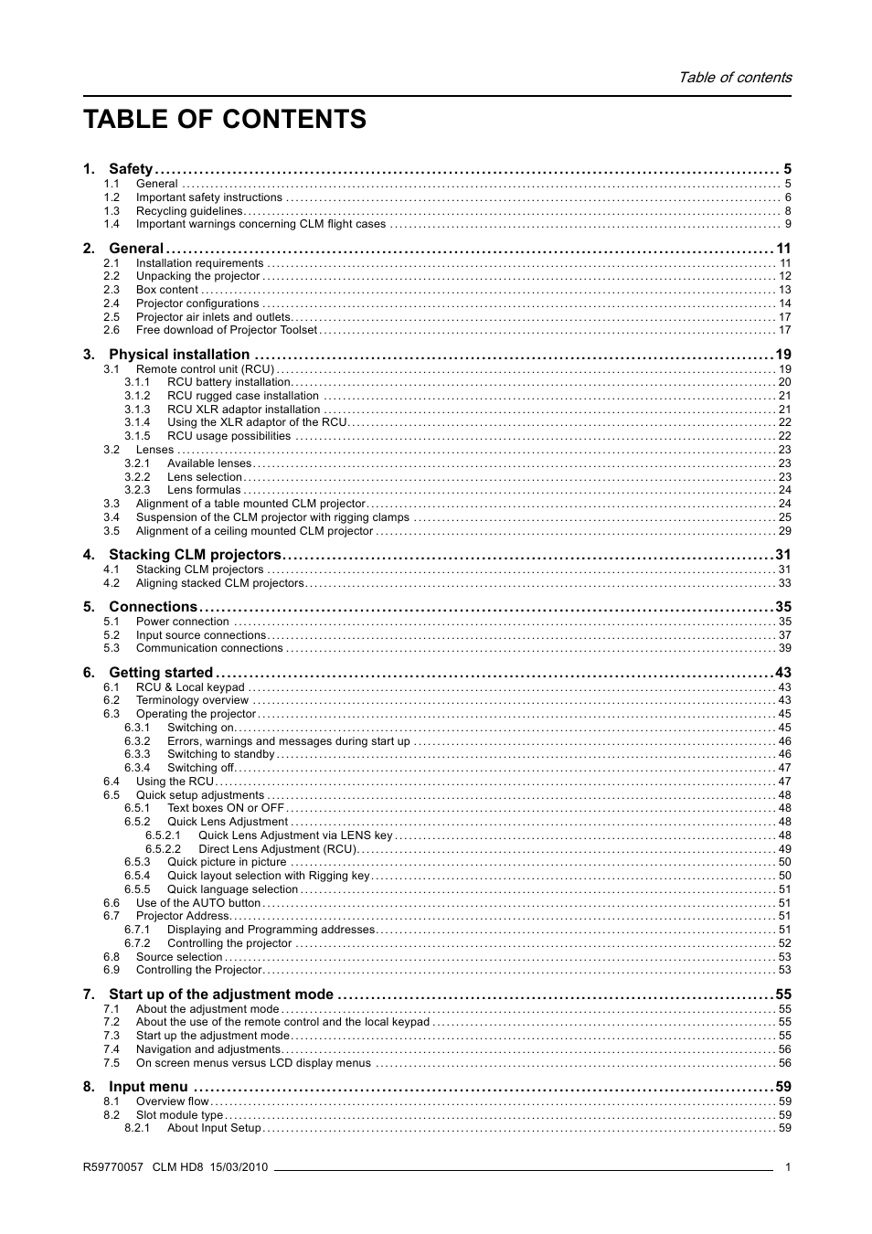 Barco CLM HD8 R9050130 User Manual | Page 5 / 231