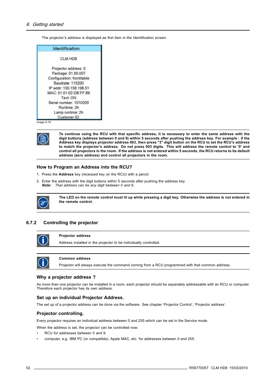 2 controlling the projector, Controlling the projector | Barco CLM HD8 R9050130 User Manual | Page 56 / 231