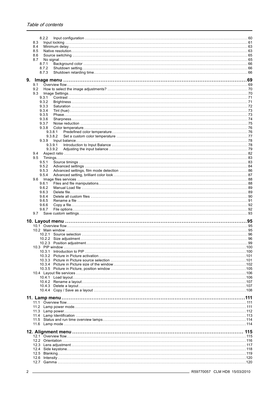 Barco CLM HD8 R9050130 User Manual | Page 6 / 231