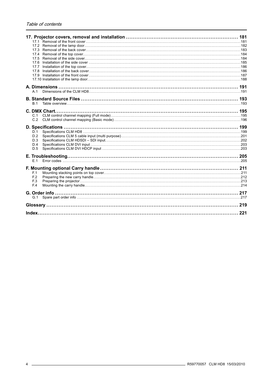 Barco CLM HD8 R9050130 User Manual | Page 8 / 231