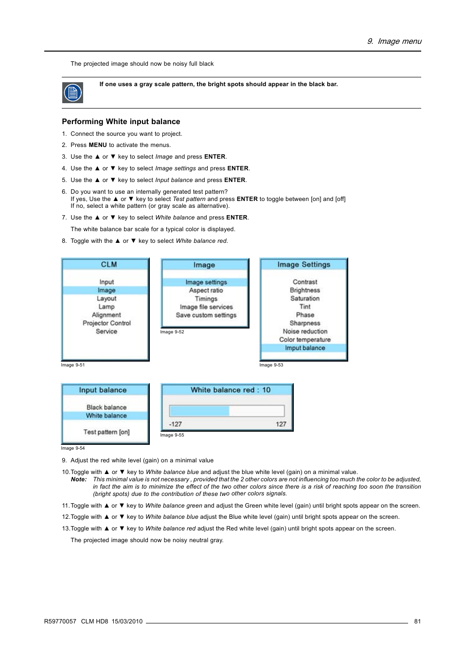 Image menu | Barco CLM HD8 R9050130 User Manual | Page 85 / 231