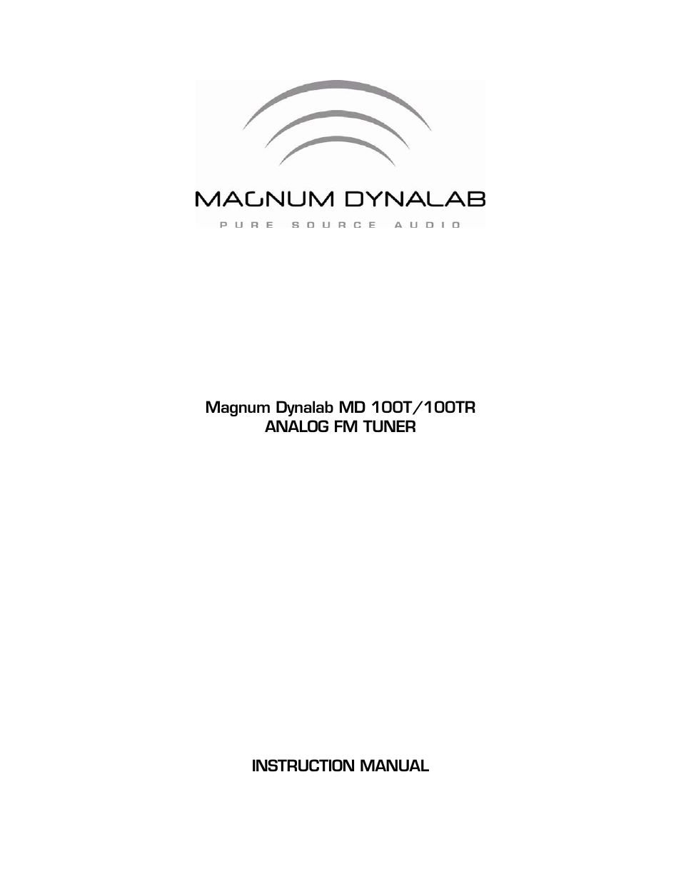 Magnum Dynalab MD-100T User Manual | 16 pages