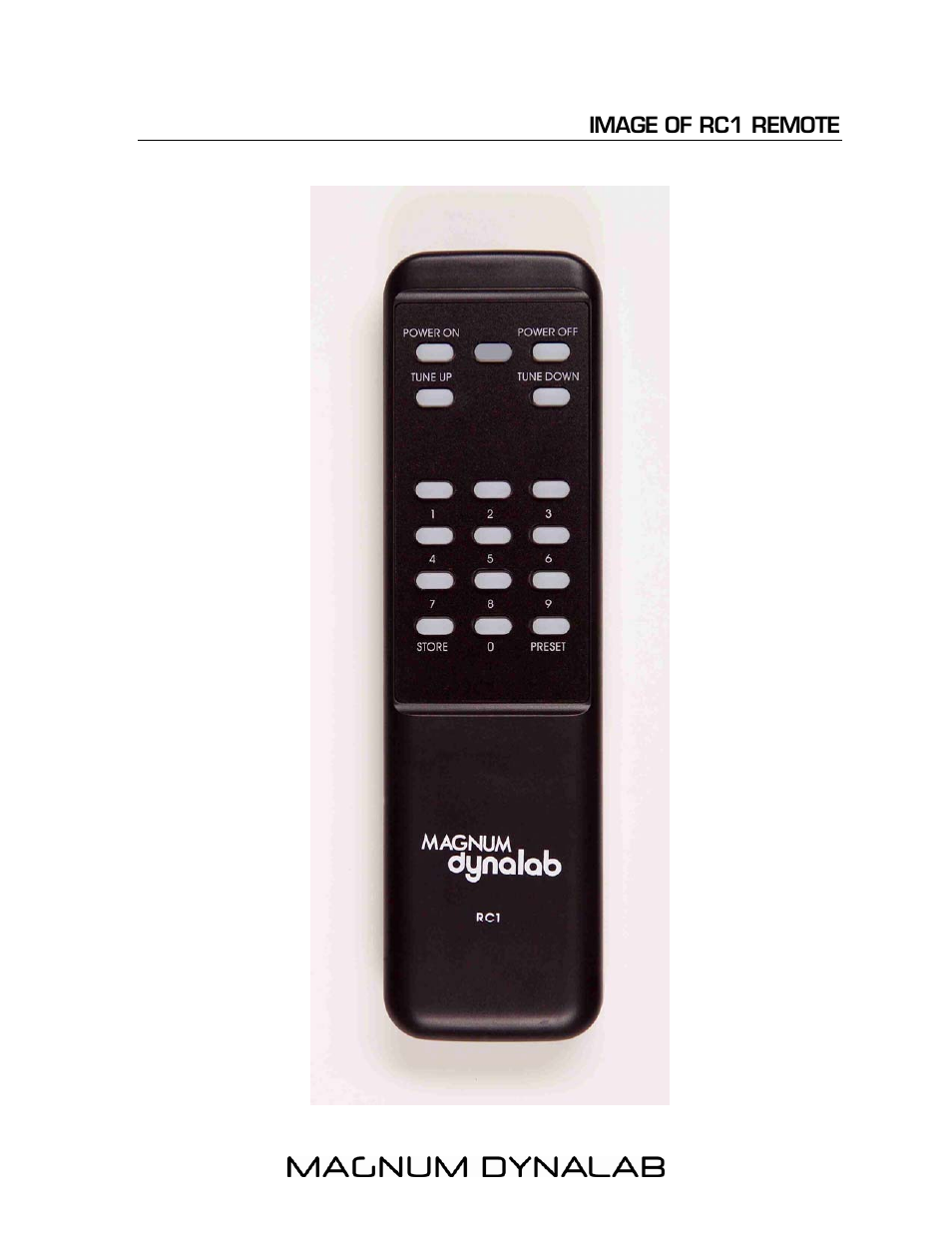 Image of rc1 remote, Image of rc1 remote 10 | Magnum Dynalab MD-100 User Manual | Page 10 / 16