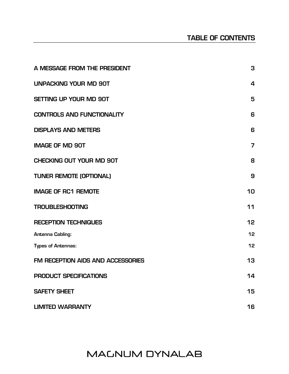 Magnum Dynalab MD-90T User Manual | Page 2 / 16