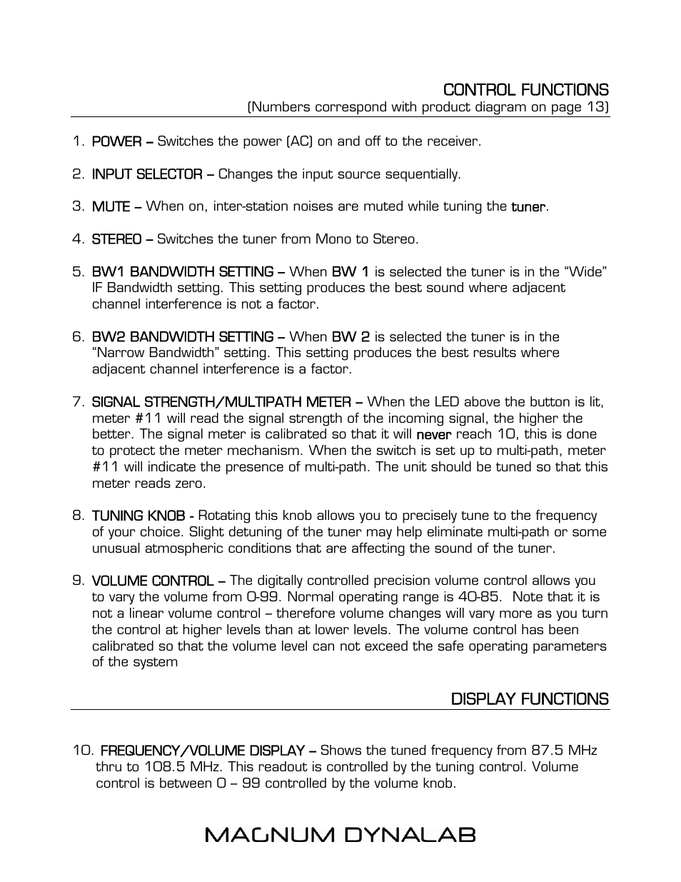 Magnum Dynalab MD-209 User Manual | Page 12 / 21