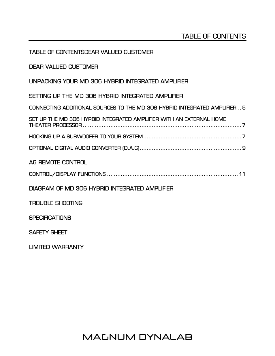 Magnum Dynalab MD-306 User Manual | Page 2 / 17