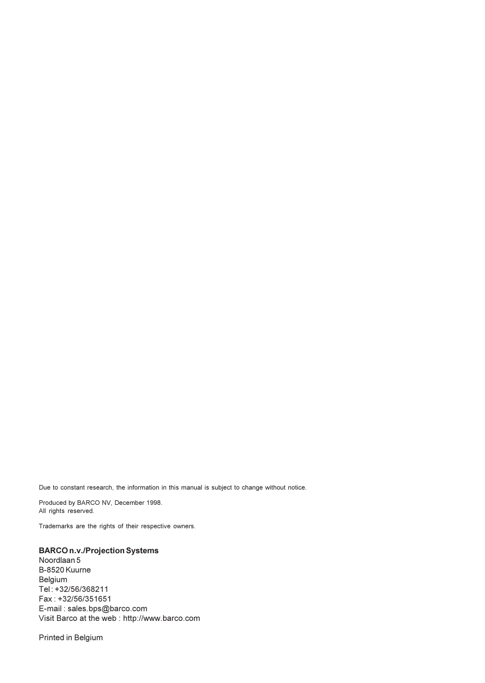 Barco R9002139 User Manual | Page 2 / 50