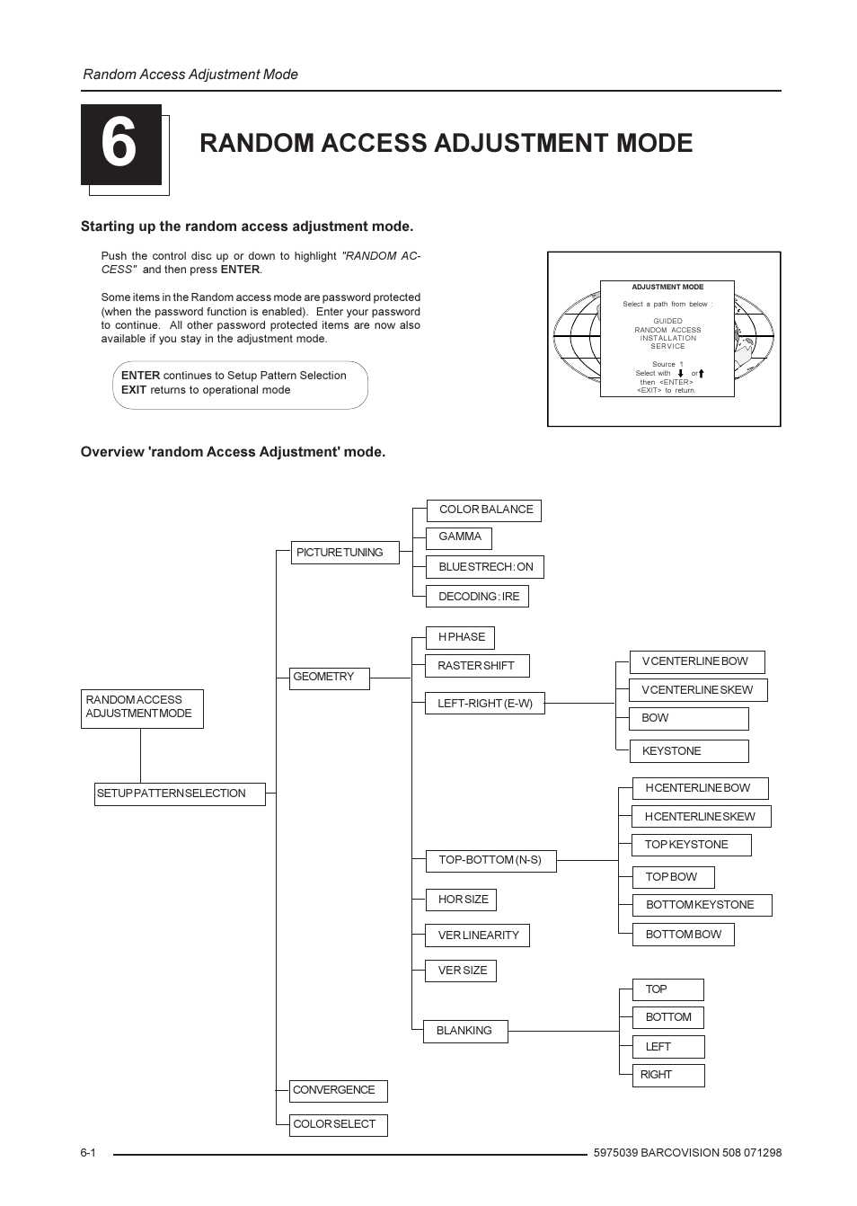 Random access adjustment mode | Barco R9002139 User Manual | Page 22 / 50