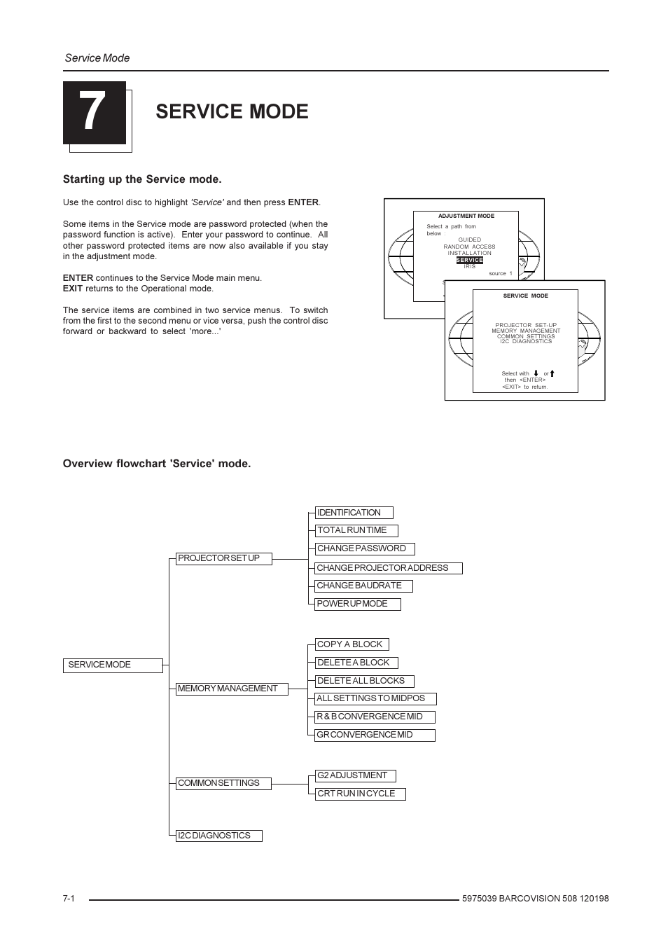 Service mode | Barco R9002139 User Manual | Page 34 / 50