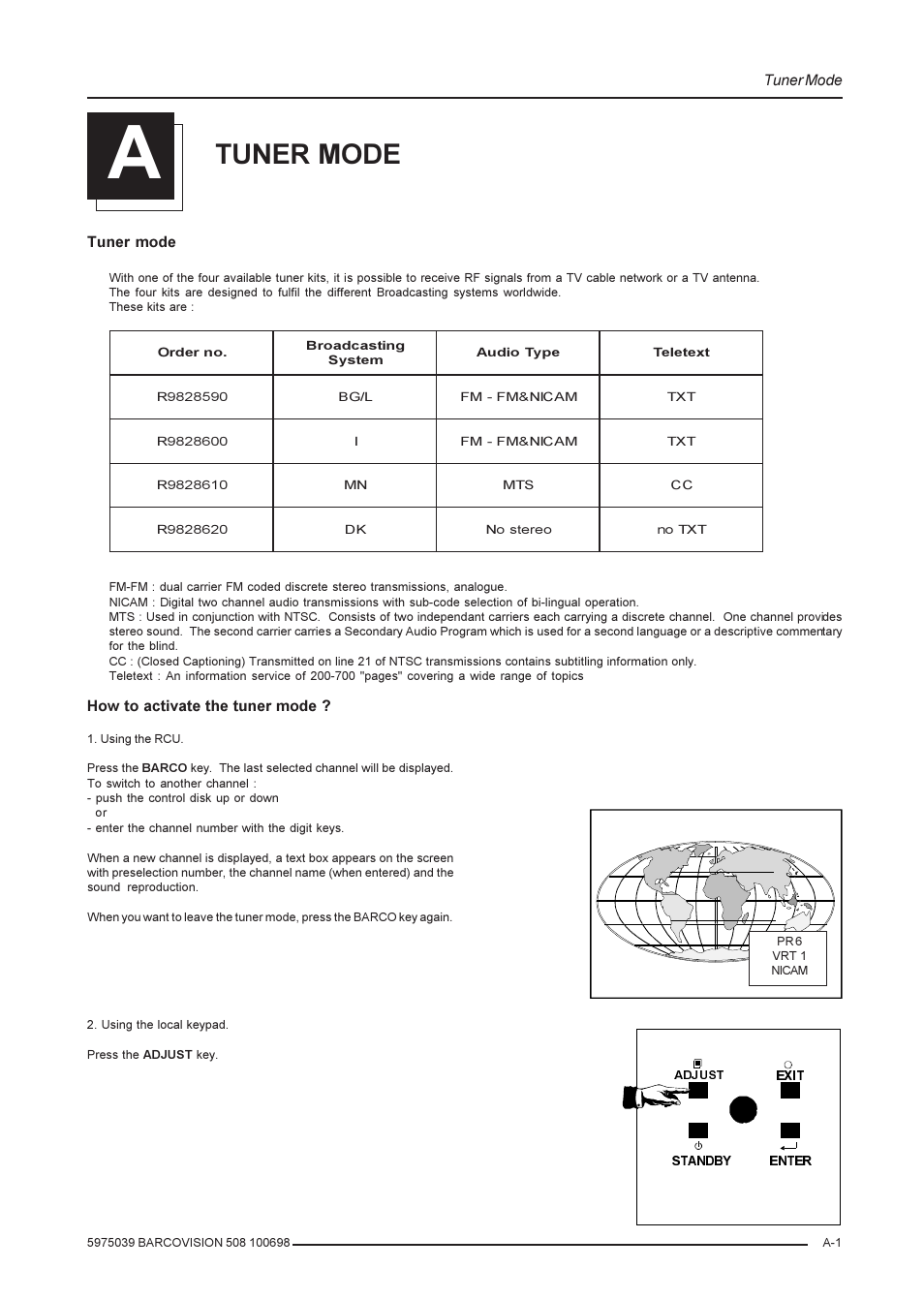 Tuner mode | Barco R9002139 User Manual | Page 45 / 50