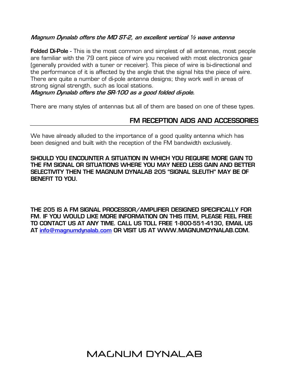 Fm reception aids and accessories | Magnum Dynalab MD-208 User Manual | Page 15 / 17