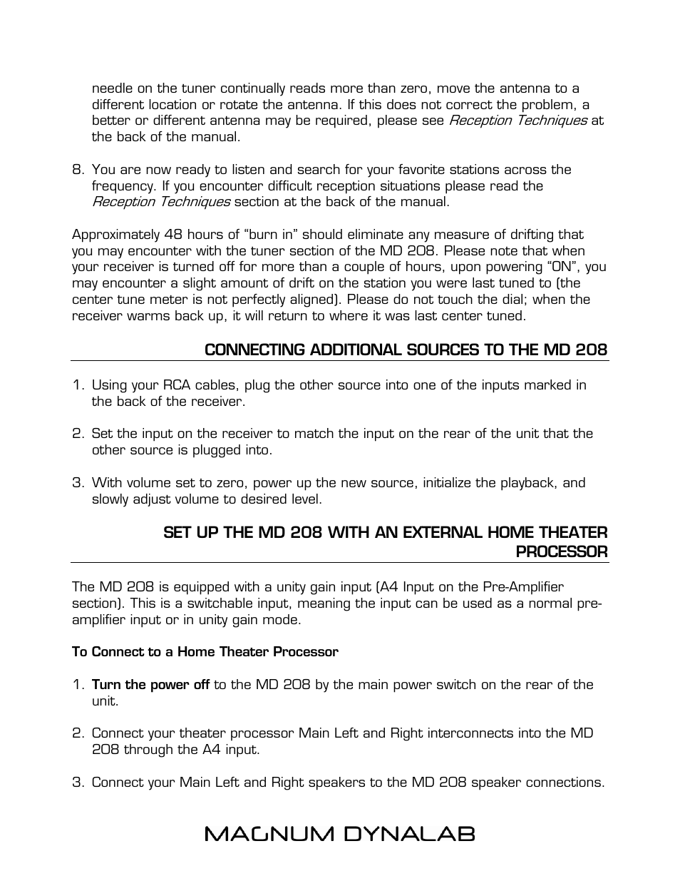 Connecting additional sources to the md 208 | Magnum Dynalab MD-208 User Manual | Page 7 / 17