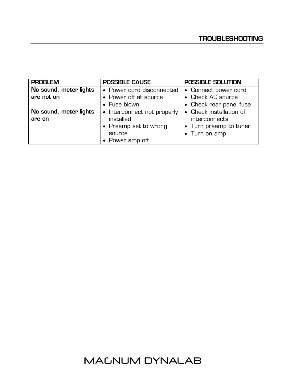 Troubleshooting, Troubleshooting 10 | Magnum Dynalab MD-308 User Manual | Page 10 / 12