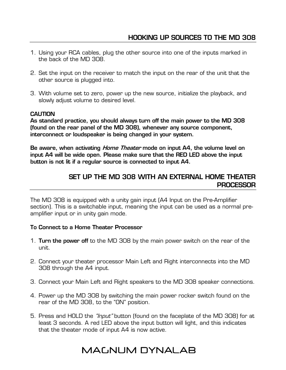 Hooking up sources to the md 308 | Magnum Dynalab MD-308 User Manual | Page 6 / 12
