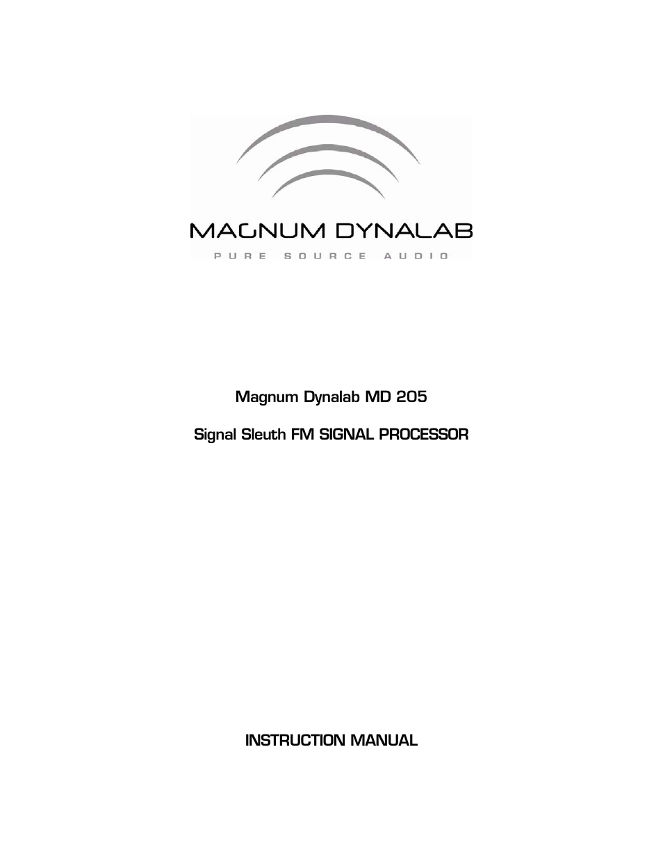 Magnum Dynalab MD-205 - Signal Sleuth User Manual | 8 pages