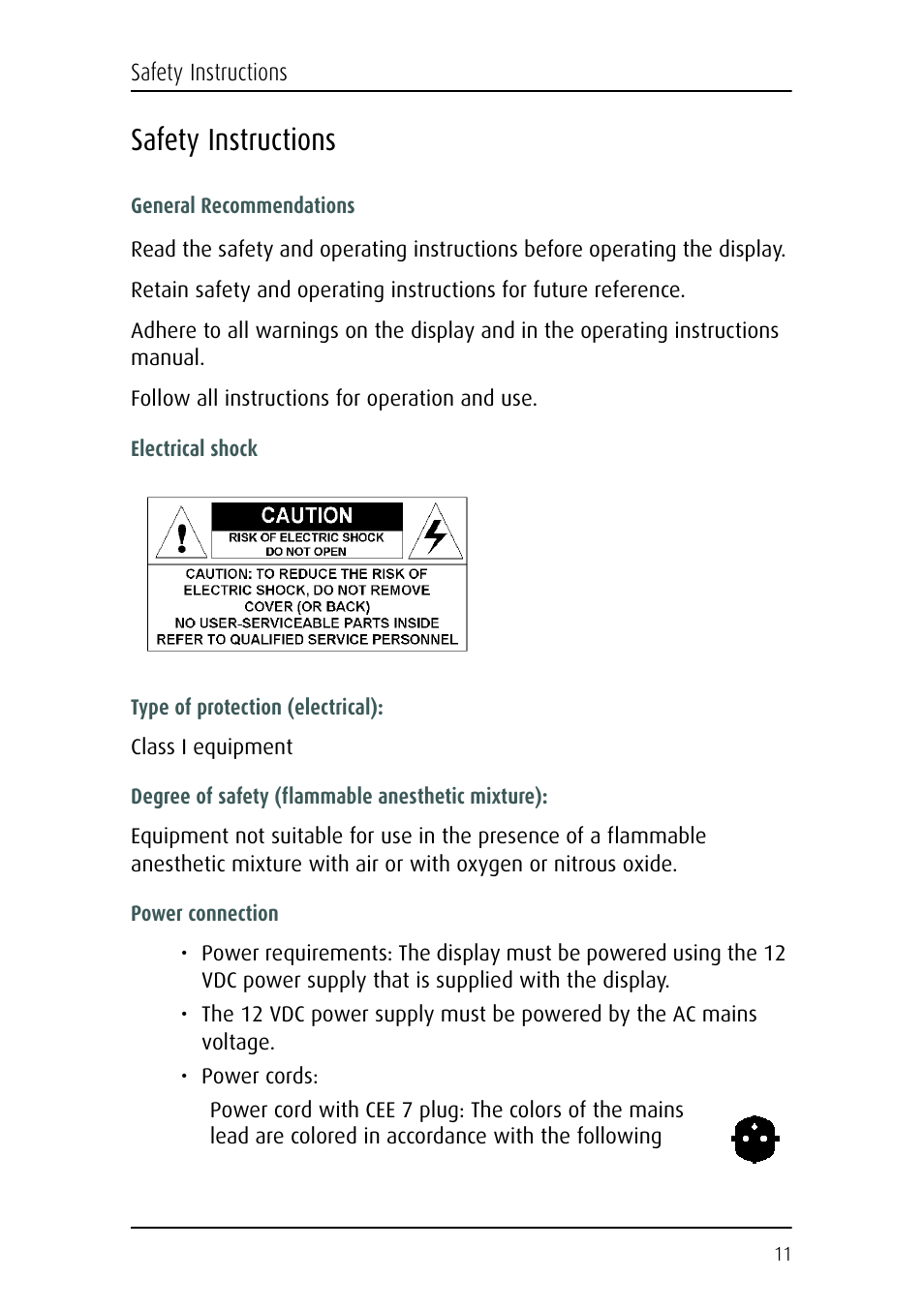 Safety instructions | Barco CORONIS MFGD 3621 User Manual | Page 11 / 119