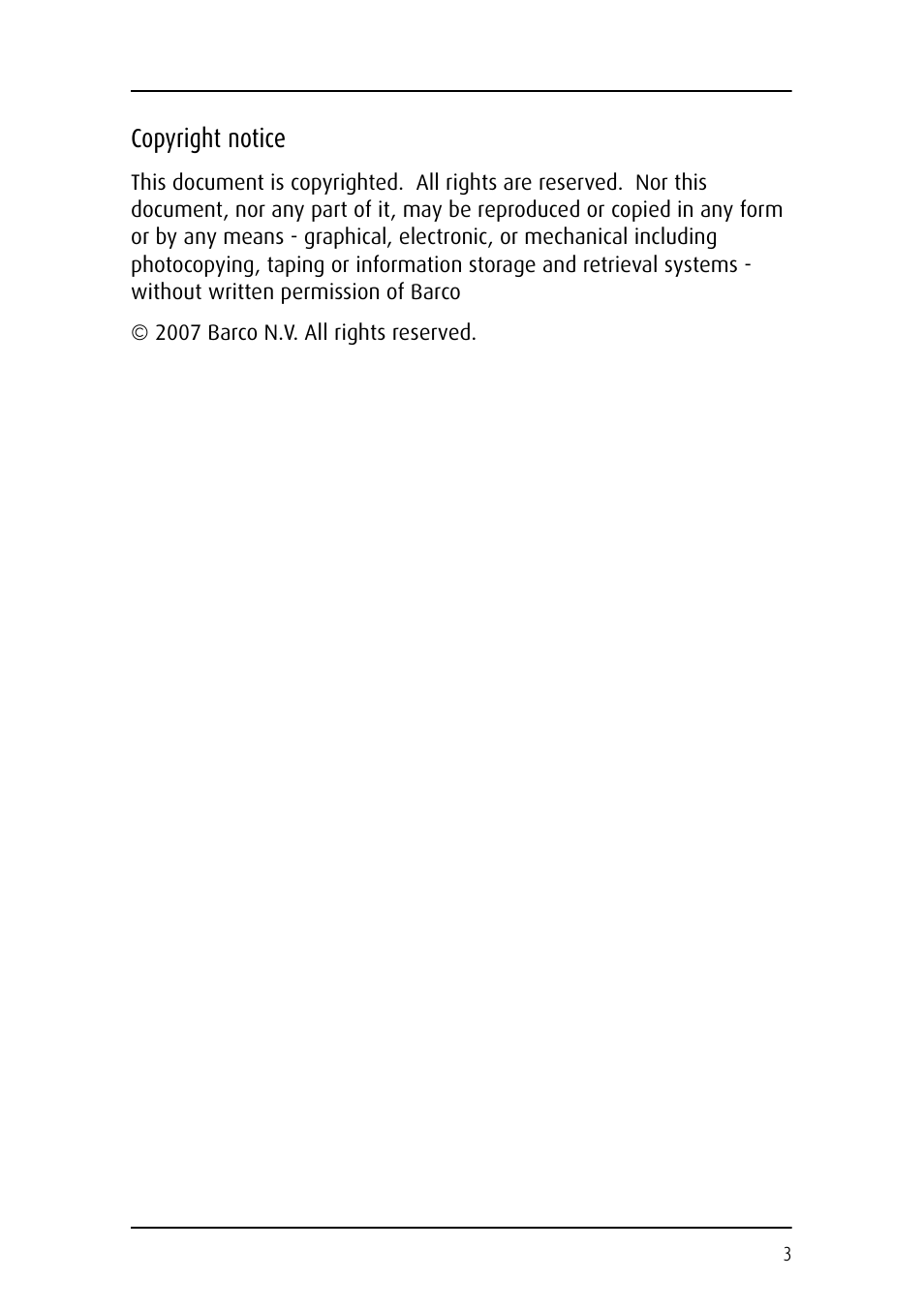 Copyright notice | Barco CORONIS MFGD 3621 User Manual | Page 3 / 119