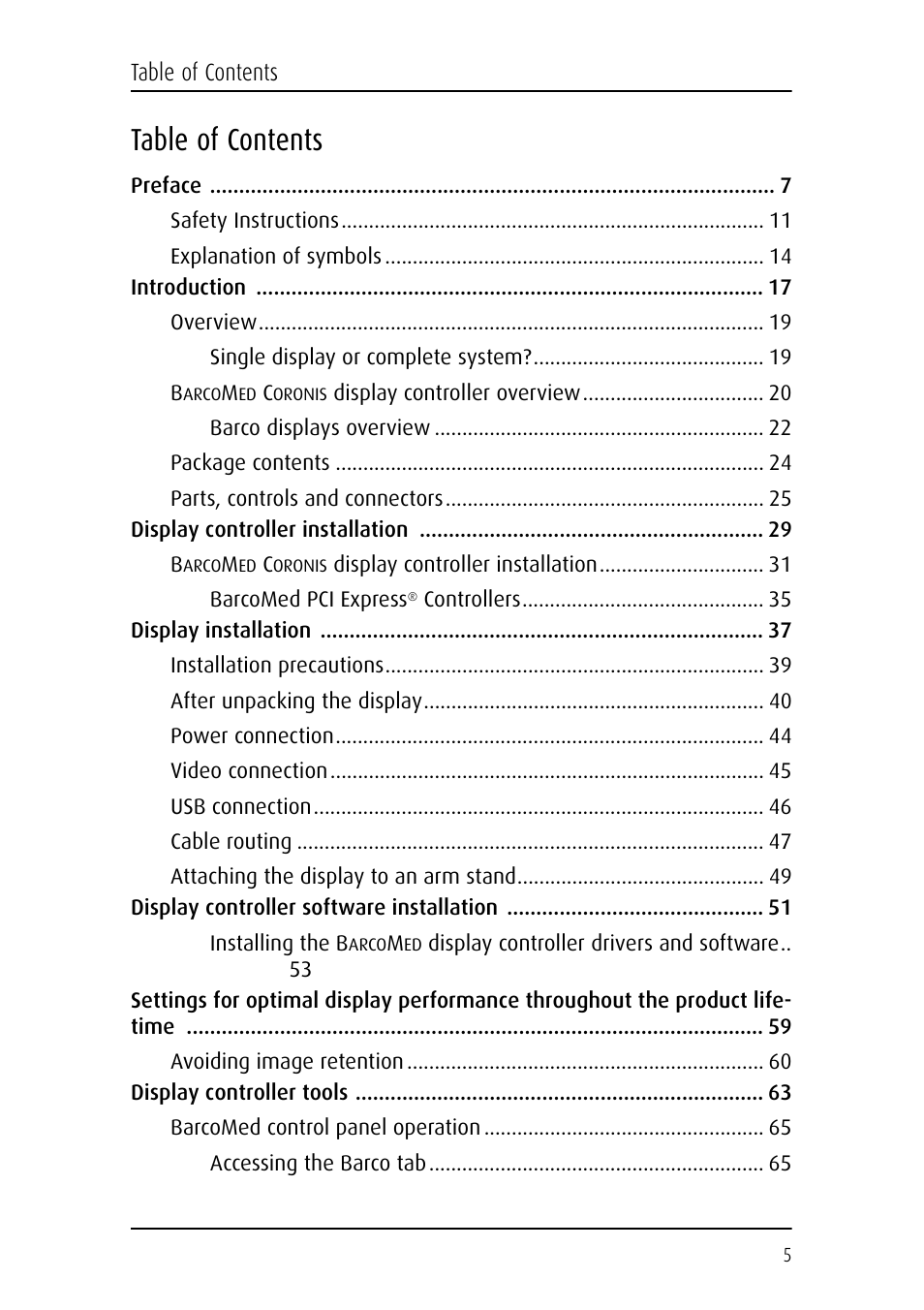 Barco CORONIS MFGD 3621 User Manual | Page 5 / 119