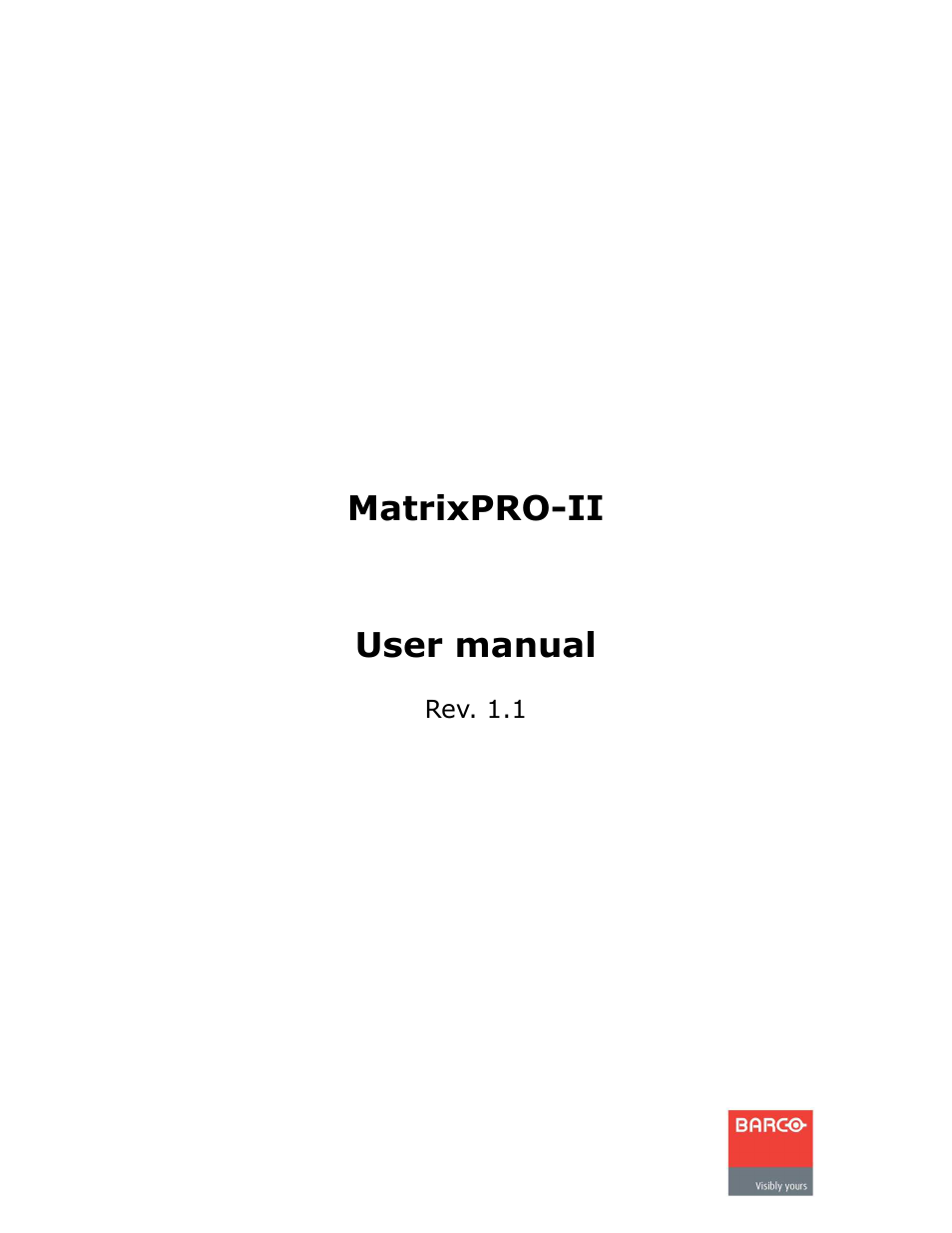 Barco MATRIXPRO-II 3G/HD/SD-SD User Manual | 33 pages