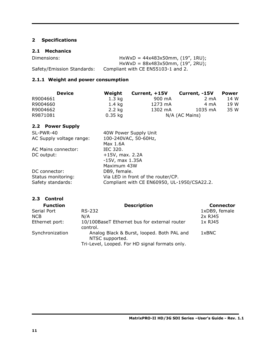 Barco MATRIXPRO-II 3G/HD/SD-SD User Manual | Page 11 / 33