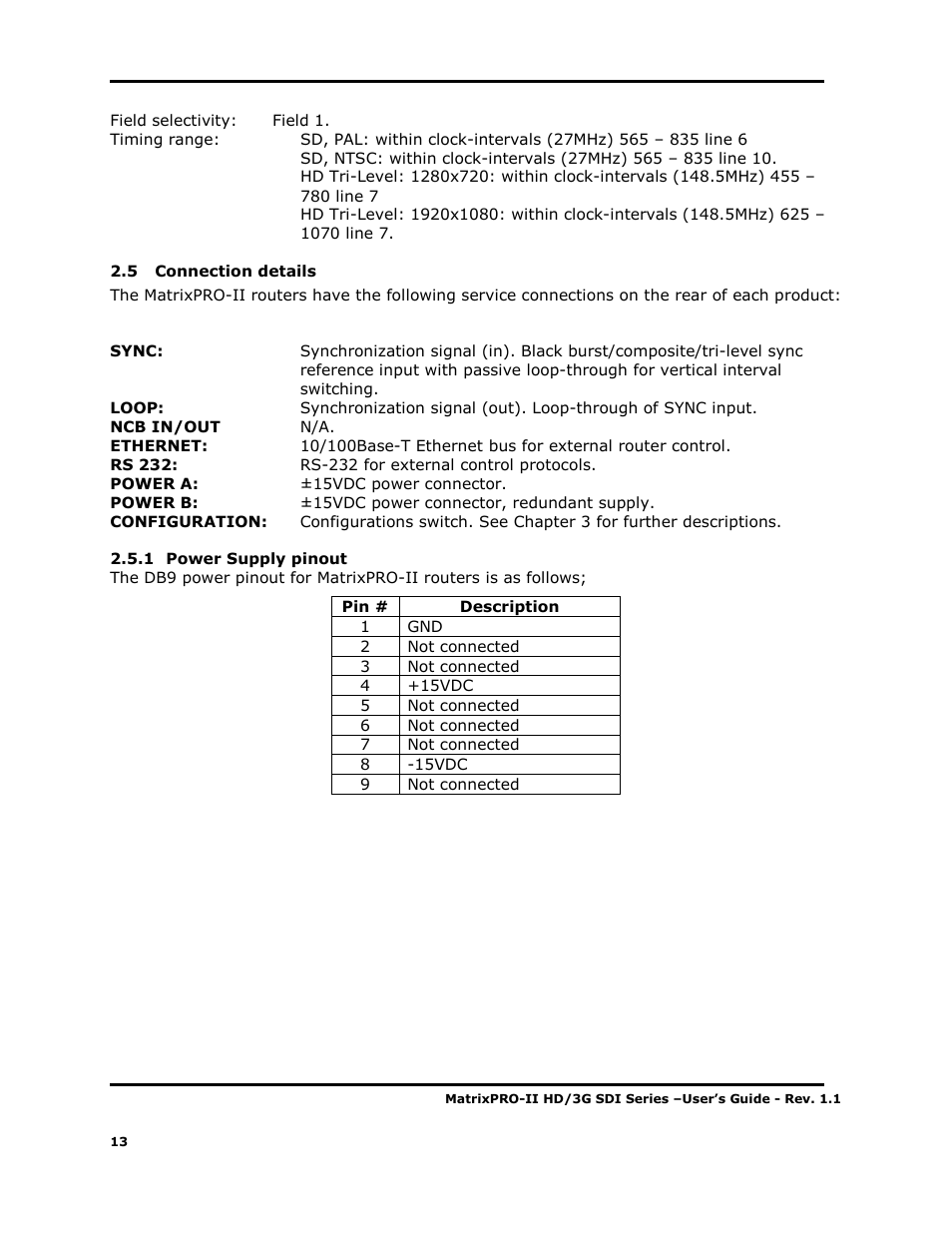 Barco MATRIXPRO-II 3G/HD/SD-SD User Manual | Page 13 / 33