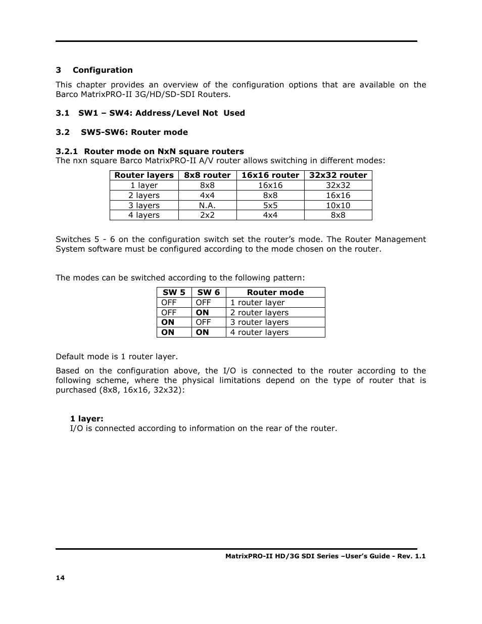 Barco MATRIXPRO-II 3G/HD/SD-SD User Manual | Page 14 / 33