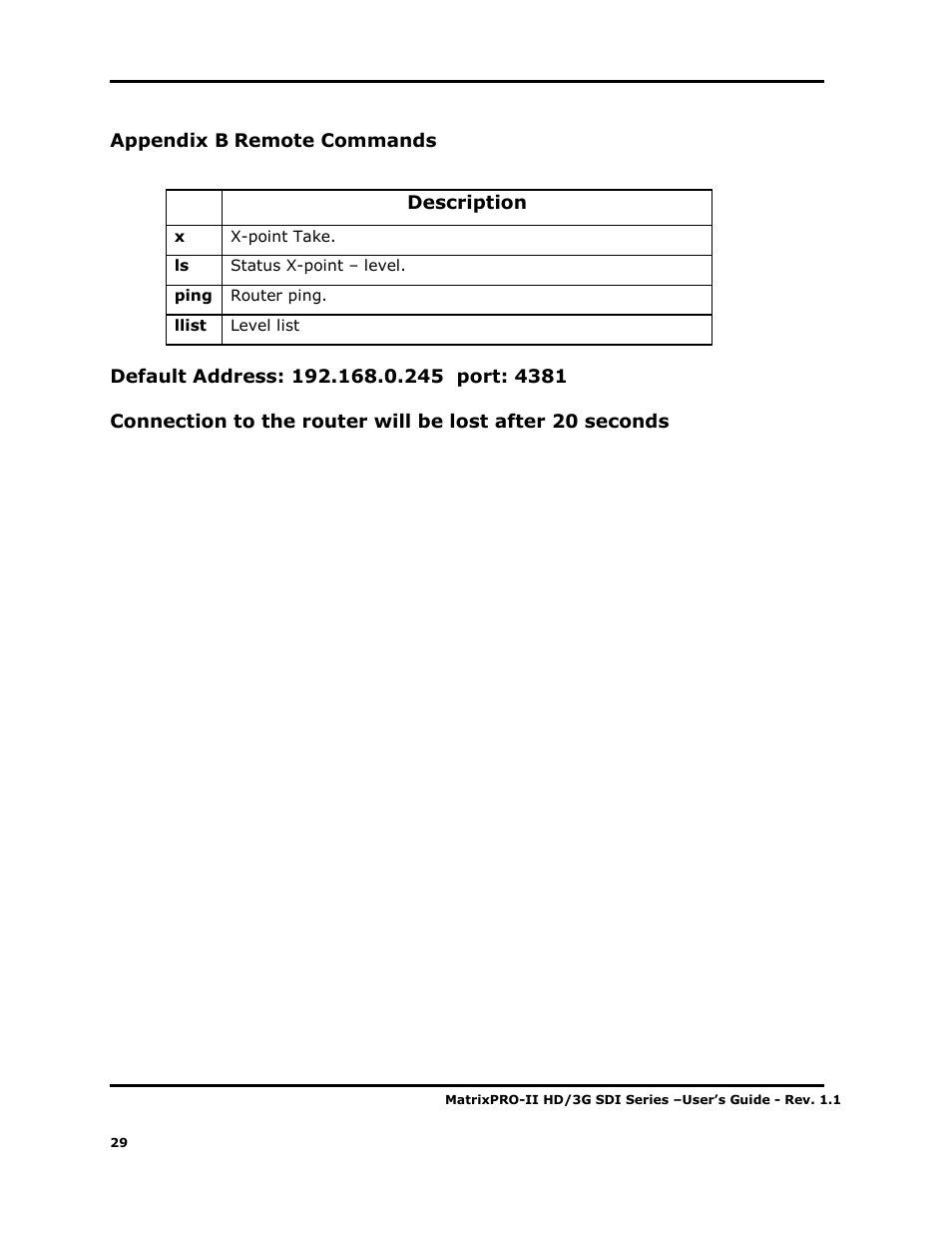 Barco MATRIXPRO-II 3G/HD/SD-SD User Manual | Page 29 / 33