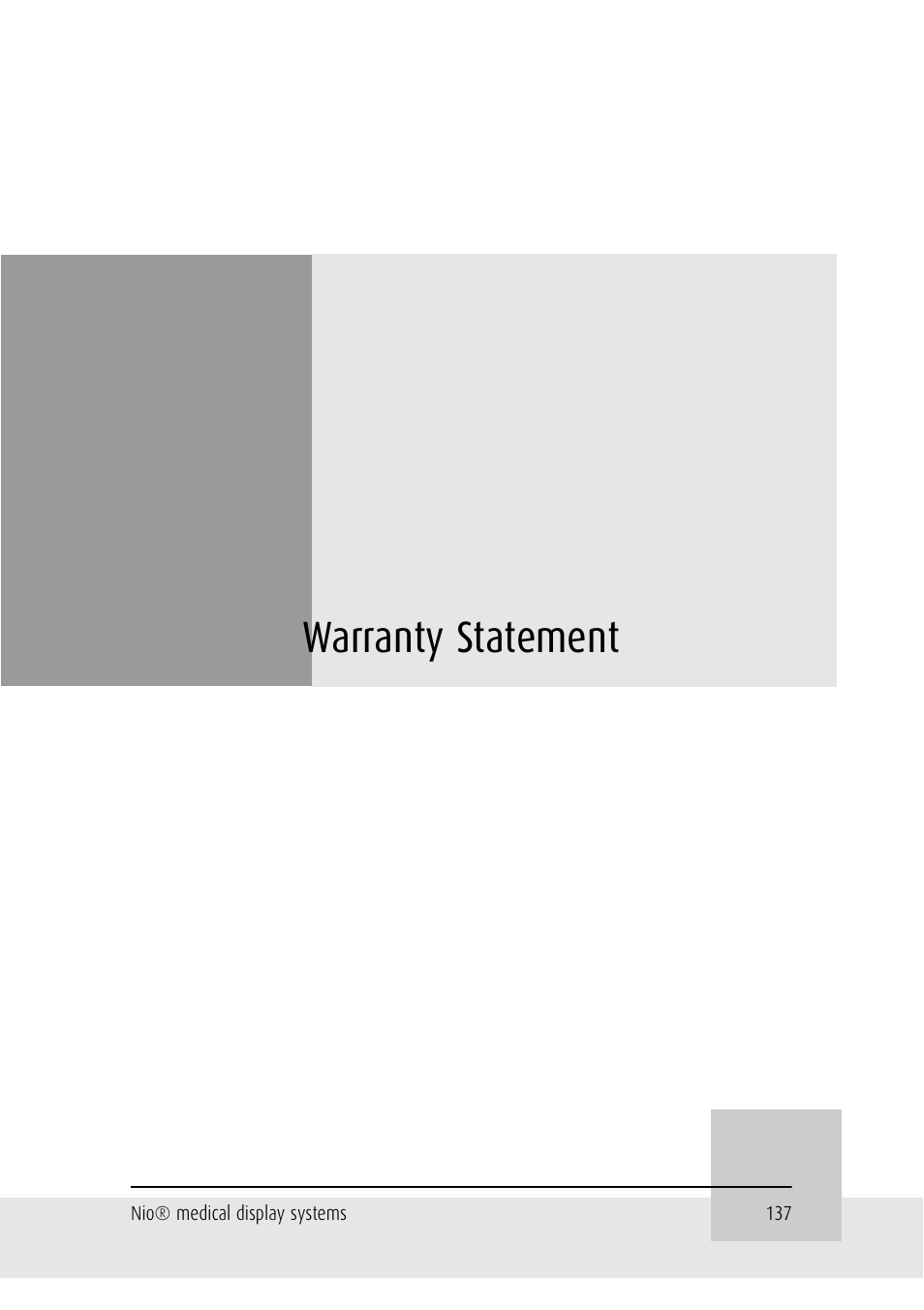 Warranty statement | Barco NIO E-2620 User Manual | Page 137 / 148