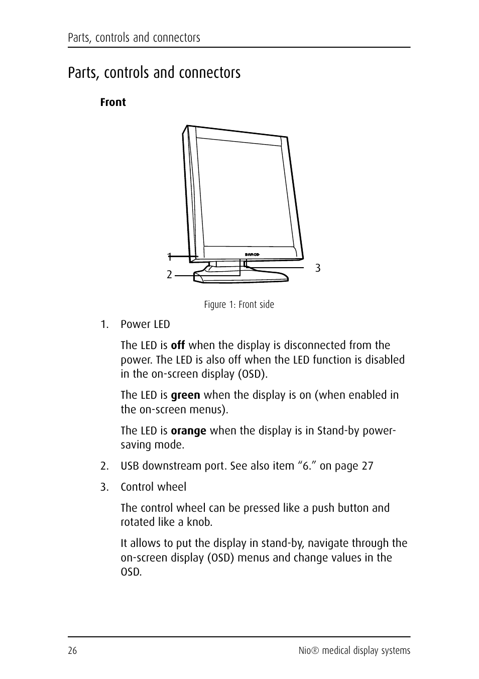 Parts, controls and connectors | Barco NIO E-2620 User Manual | Page 26 / 148