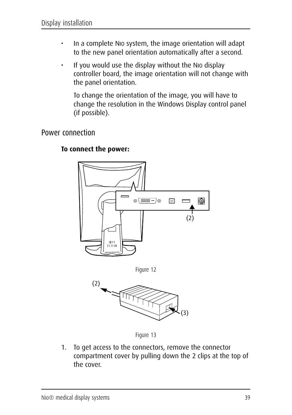 Power connection | Barco NIO E-2620 User Manual | Page 39 / 148