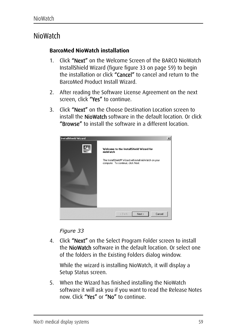 Niowatch | Barco NIO E-2620 User Manual | Page 59 / 148