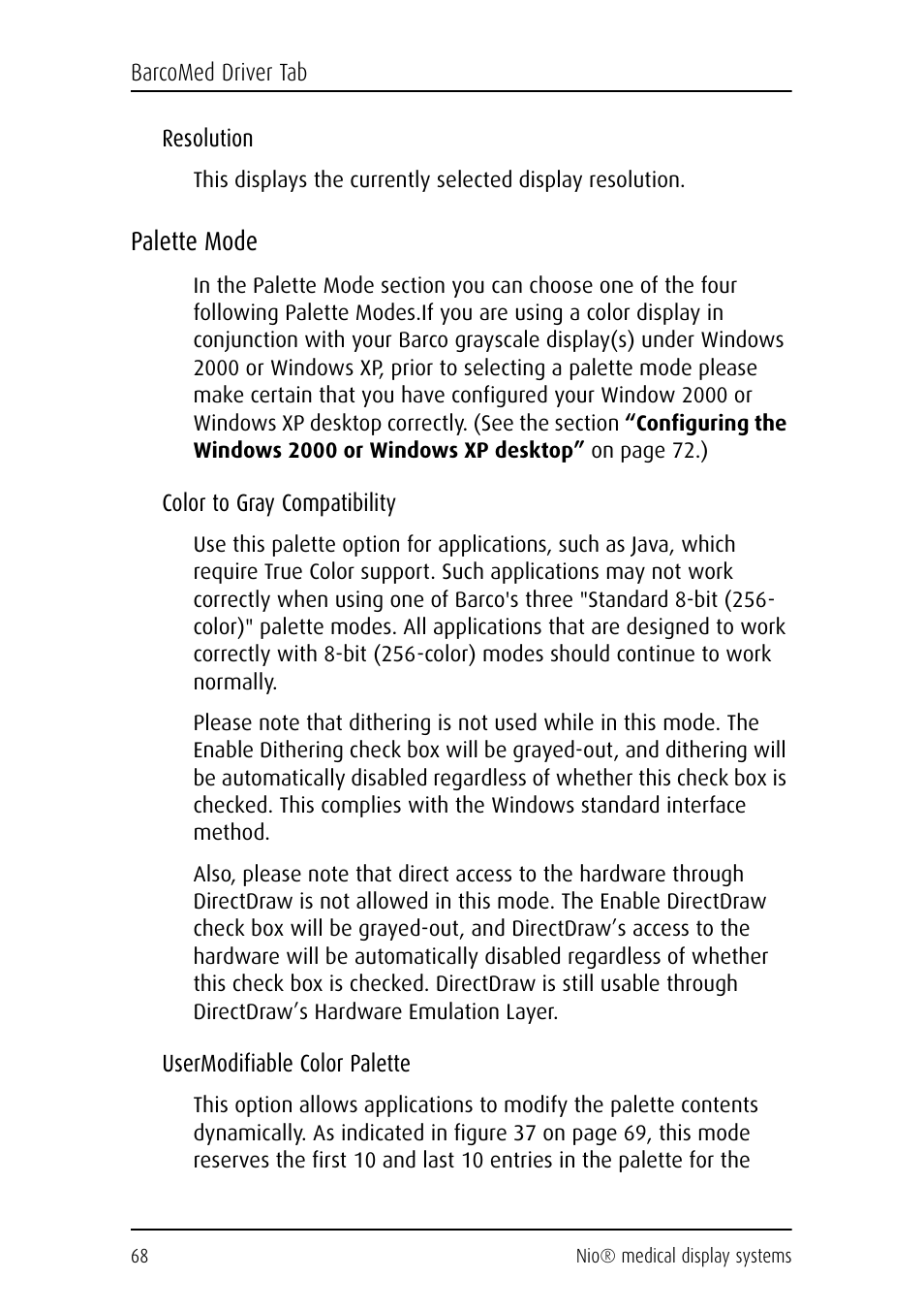 Palette mode | Barco NIO E-2620 User Manual | Page 68 / 148