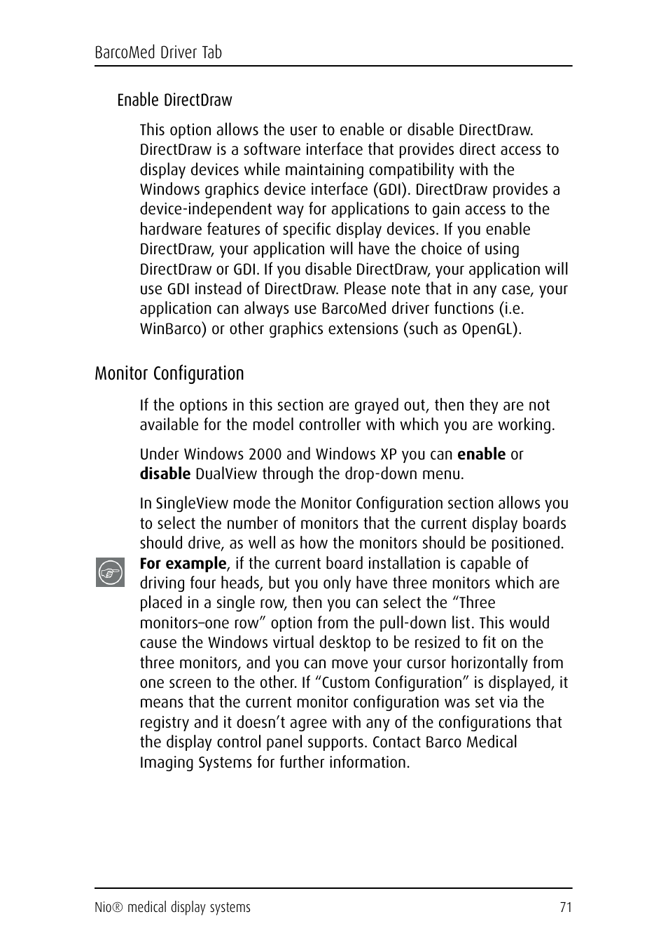Monitor configuration | Barco NIO E-2620 User Manual | Page 71 / 148