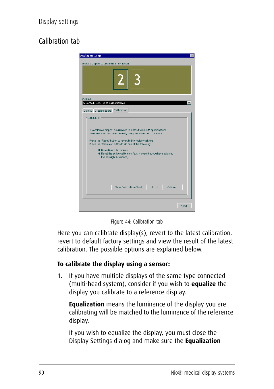 Calibration tab | Barco NIO E-2620 User Manual | Page 90 / 148