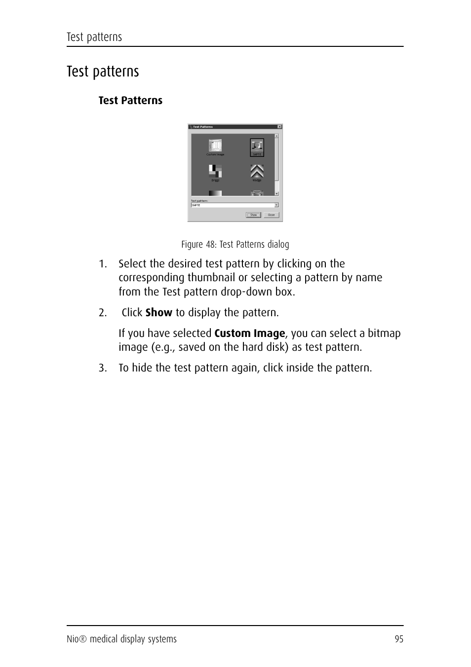 Test patterns | Barco NIO E-2620 User Manual | Page 95 / 148
