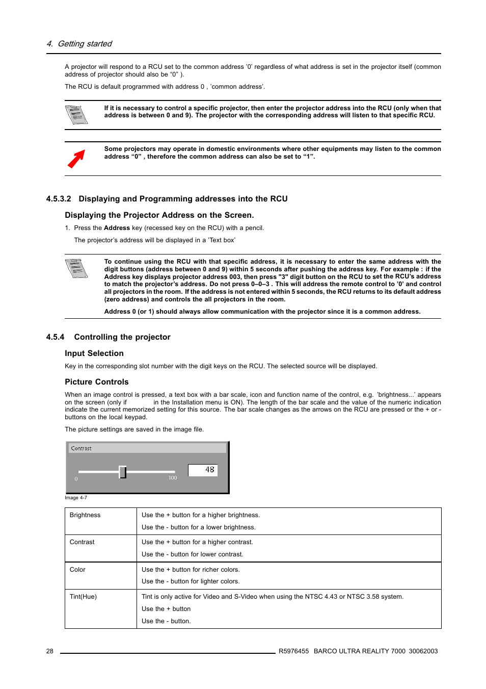4 controlling the projector, Controlling the projector | Barco ULTRA REALITY 7000 User Manual | Page 32 / 99