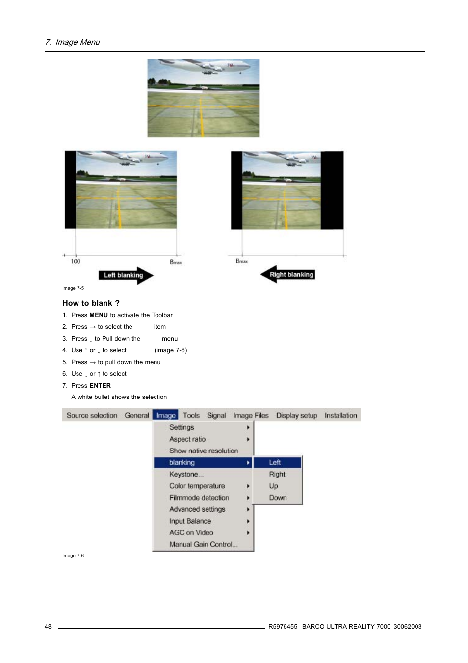 Image menu | Barco ULTRA REALITY 7000 User Manual | Page 52 / 99