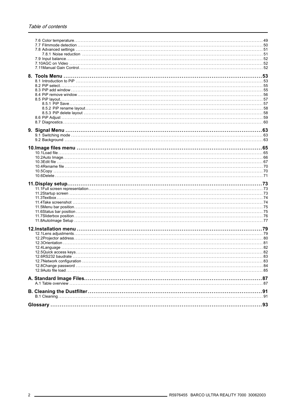 Barco ULTRA REALITY 7000 User Manual | Page 6 / 99
