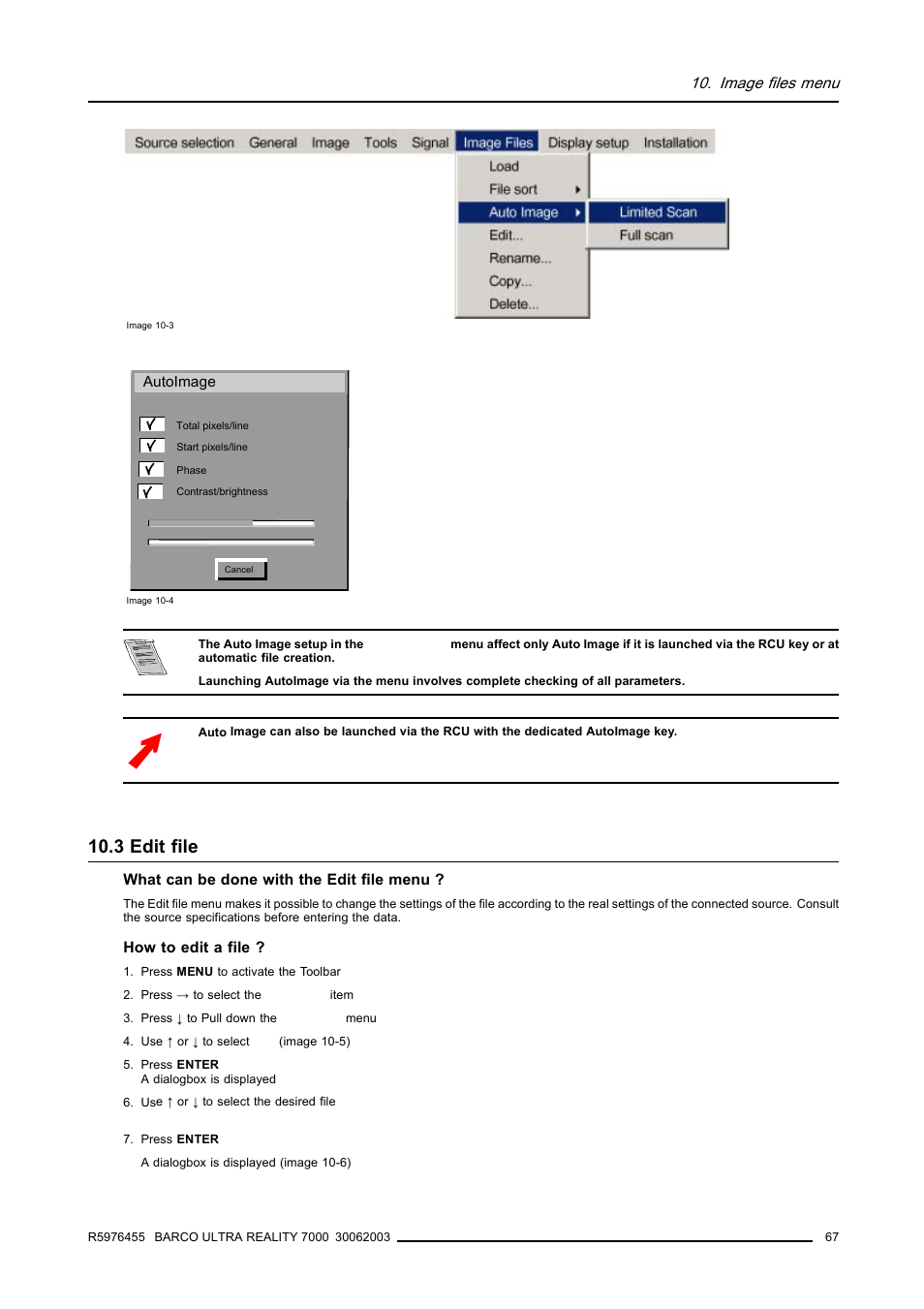 3 edit file, 3edit file, Edit file | Image files menu | Barco ULTRA REALITY 7000 User Manual | Page 71 / 99