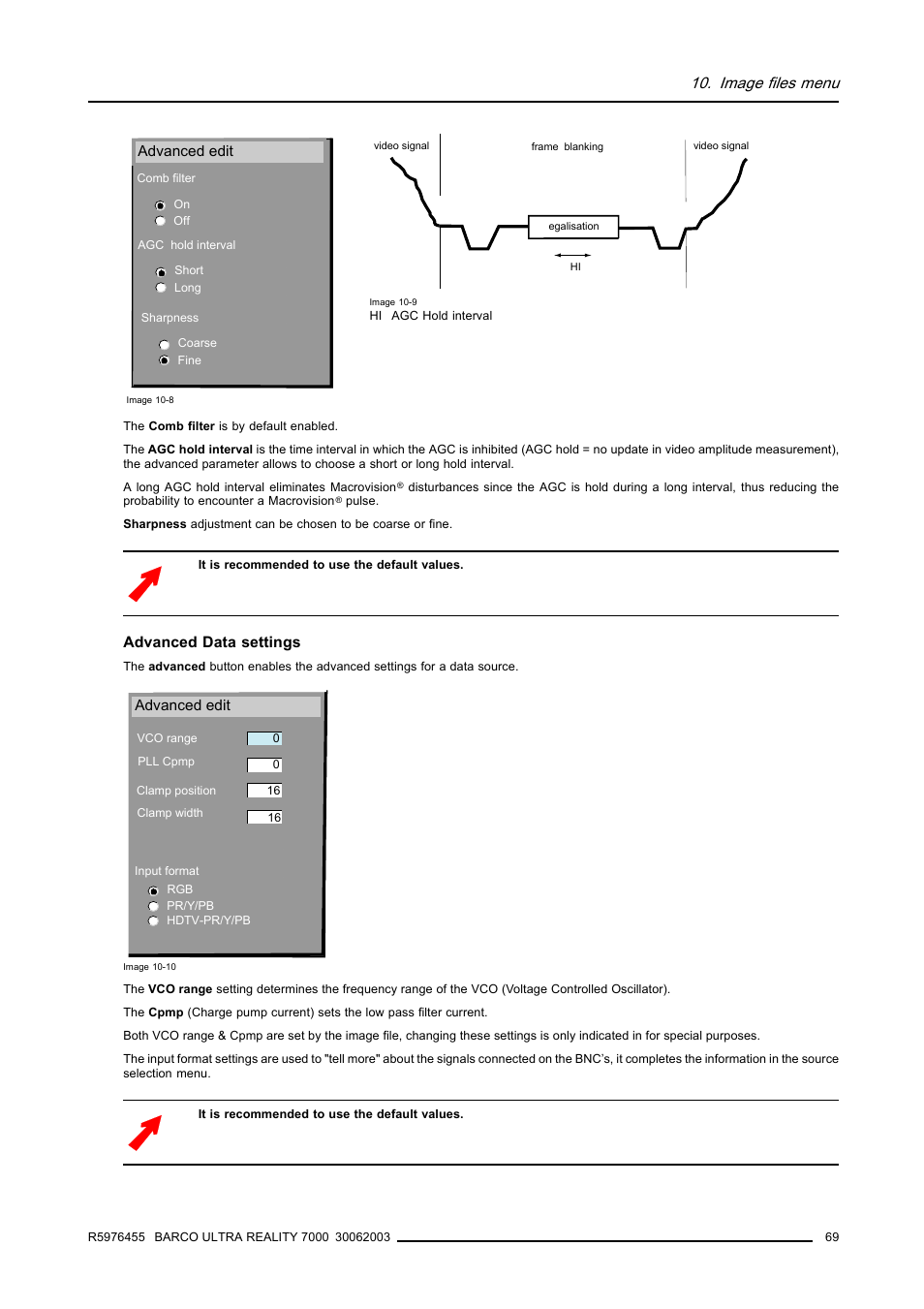 Image files menu | Barco ULTRA REALITY 7000 User Manual | Page 73 / 99