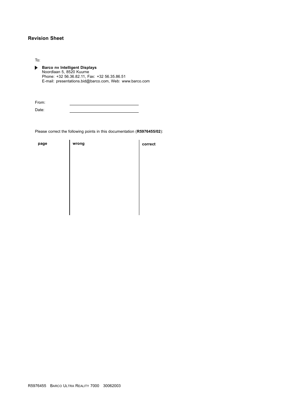 Barco ULTRA REALITY 7000 User Manual | Page 99 / 99