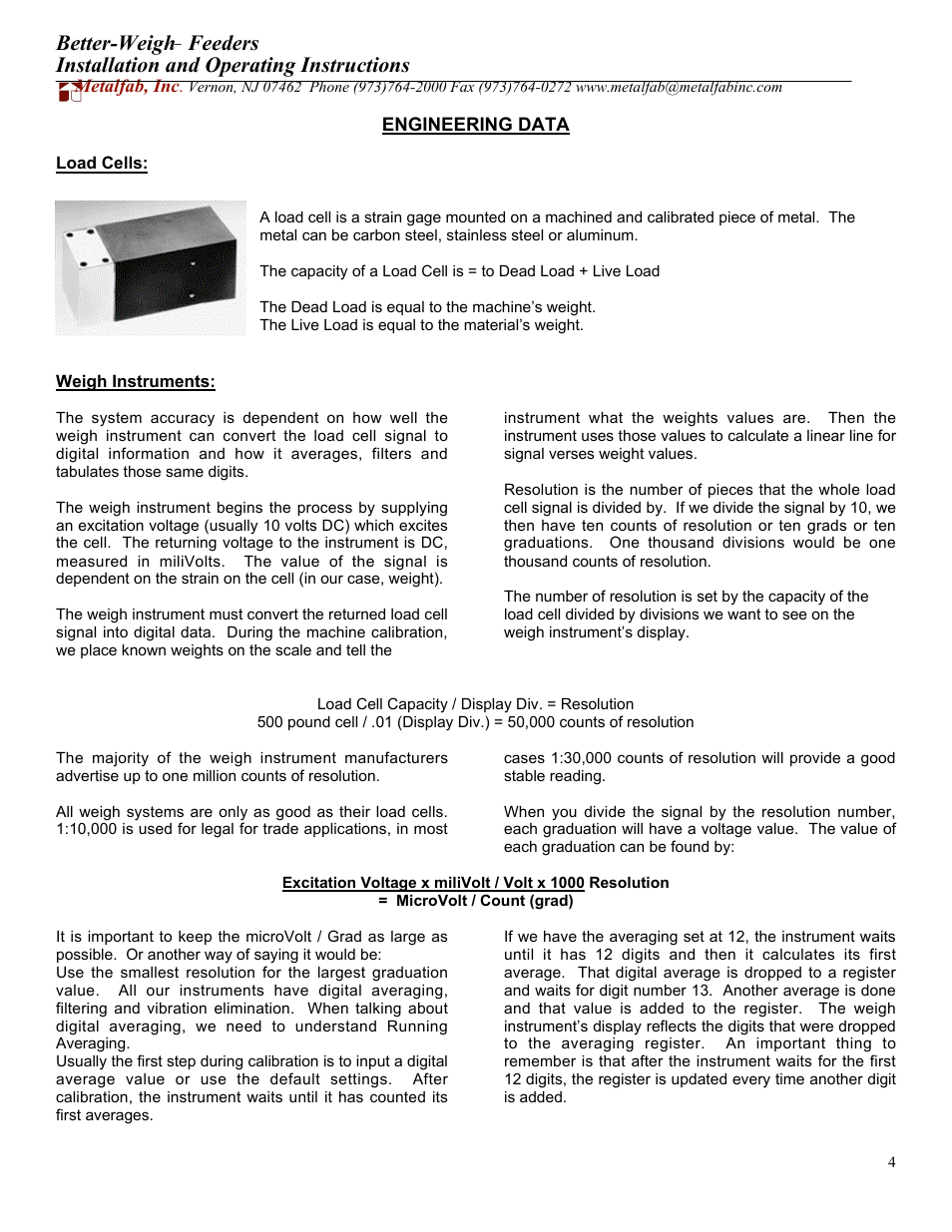 Better-weigh, Feeders installation and operating instructions | Metalfab Better-Weigh Feeders User Manual | Page 4 / 6