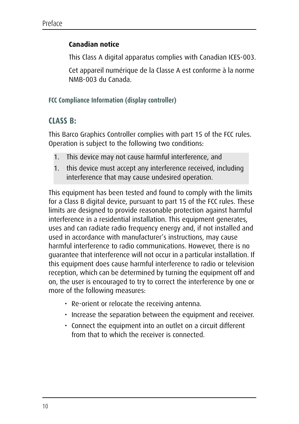 Class b | Barco E-2320 C (SE) User Manual | Page 10 / 104