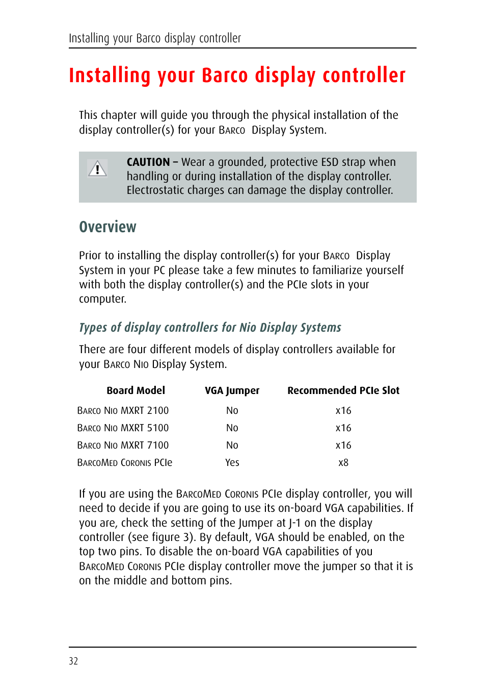 Installing your barco display controller, Overview | Barco E-2320 C (SE) User Manual | Page 32 / 104