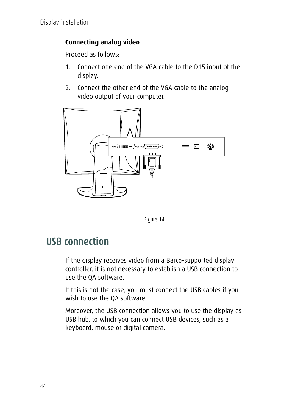 Usb connection | Barco E-2320 C (SE) User Manual | Page 44 / 104