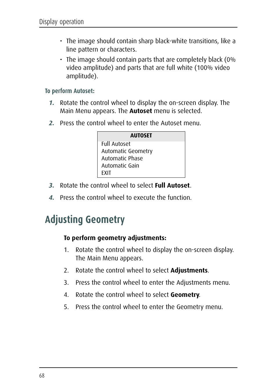 Adjusting geometry | Barco E-2320 C (SE) User Manual | Page 68 / 104